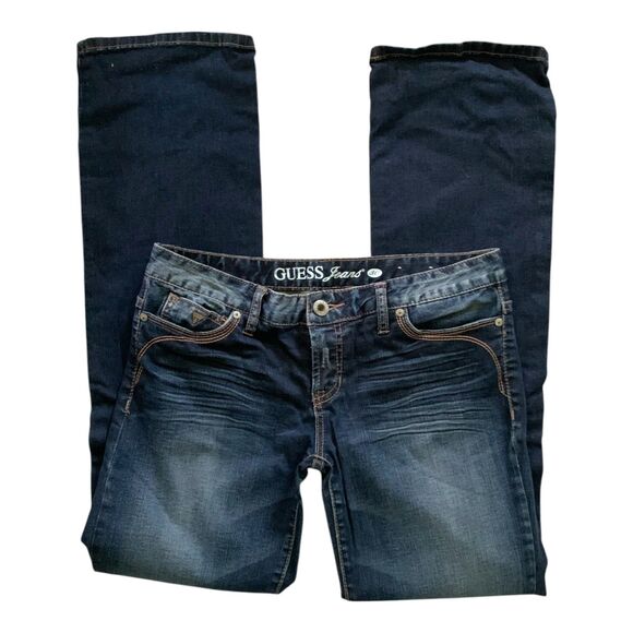 GUESS Jeans Flirty Bootcut dark denim button pocket ladies size 30 - Picture 2 of 5
